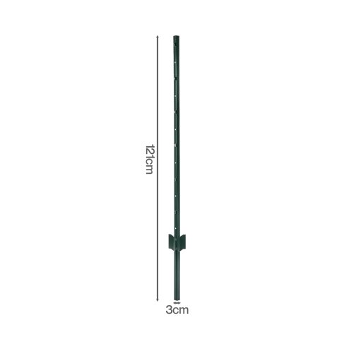 Metal Fence Posts 4Ft 10Pc Set U Shape Powder Coated for Garden Boundary Green