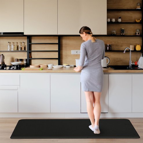 Marlow Kitchen Mat 2PCS Non Slip Woven Rubber Floor Mat Absorbent Runner BLack