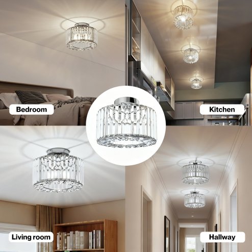 Emitto Crystal Ceiling Light Modern Chandelier Bedroom Hallway Pendant Lamp E27