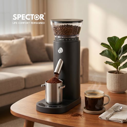 Spector Coffee Grinder 60-Setting Portable USB Rechargeable Burr Grinder Black