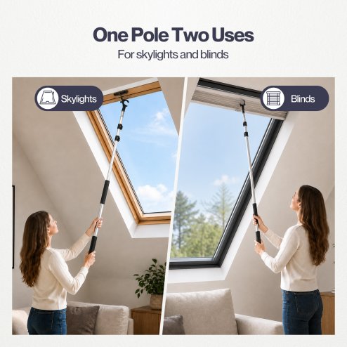 Levede Skylight Opener Telescopic Window Pole 1.1-2m Roof Window Aluminium Black