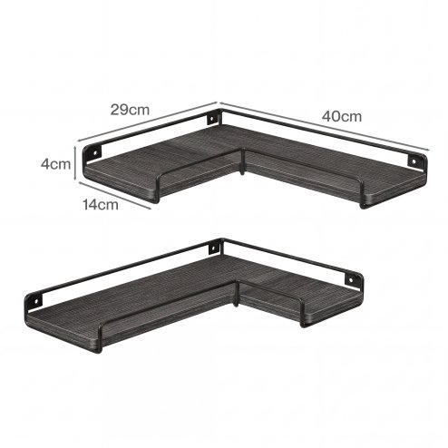 Levede Floating Shelves Set of 2 L-Shaped Corner Shelves Wall Mounted Black