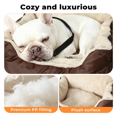 Skylos Dog Car Seat for Small Dogs & Cats Cosy Pet Travel Bed with Safety Leash