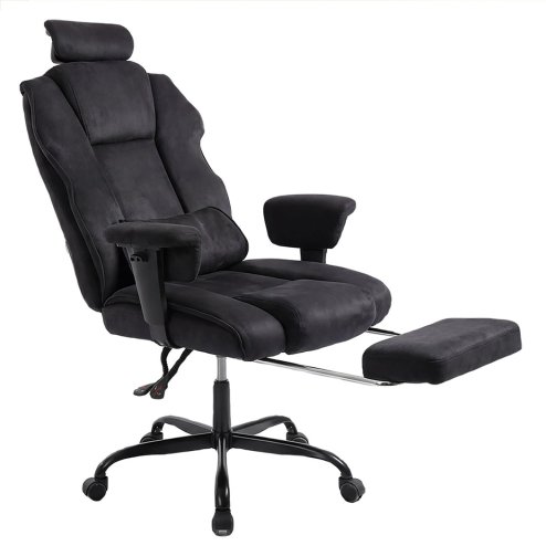 Executive Ergonomic Office Chair Suede Fabric Wide Seat 155?? Recline Footrest