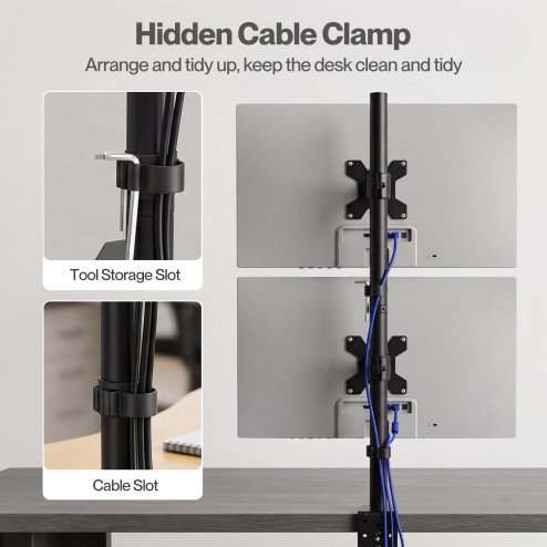 Levede Dual Monitor Arm Adjustable Desk Mount For 13-34 Inch Computer Black