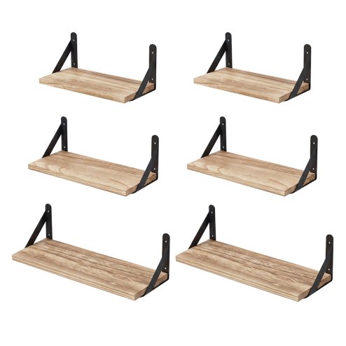 Levede Floating Shelves 6 Set Wood Shelves for Wall Brown Modern Storage Home Image