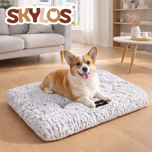 Skylos Pet Bed Luxury Dog Crate Cushion Mattress Plush Soft Bed Easy Maintain