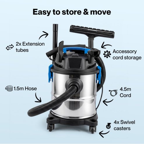 Spector Wet Dry Vacuum Cleaner 20L 1200W Blowing Function Powerful Industrial