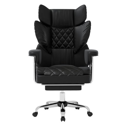 Levede Office Desk Chair Big and Tall for Heavy People with Footrest PU Black