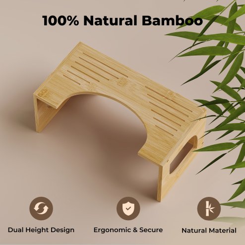Levede Bamboo Squatty Potty Squatting Toilet Poop Stool Bathroom Non-Stick