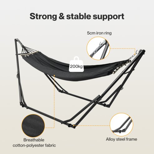Mountview Foldable Hammock Chair Bed Portable with Stand Outdoor Camping 200KG