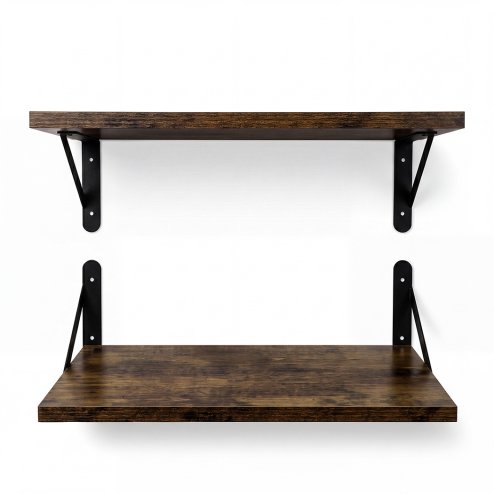 Levede Floating Shelves Wall Mounted Shelf Set of 2 Rustic Storage Shelves 39cm Image