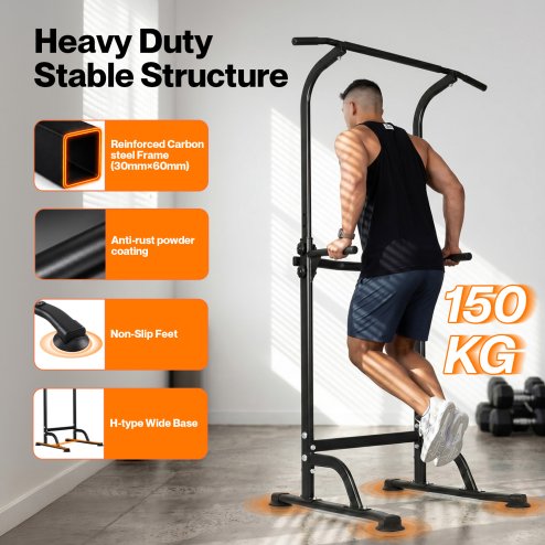 Centra Pull Up Station, 9-Height Adjustable, 150kg Carbon Steel, Black