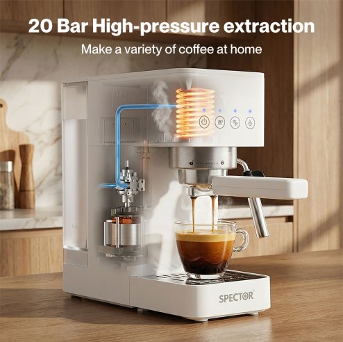 Spector Espresso Coffee Machine Maker 20 Bar Milk Frother Cappuccino Latte Cafe