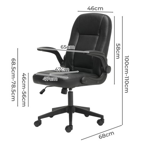 Ergonomic Office Computer Chair PU Leather Swivel Recliner with Flip-Up Armrests