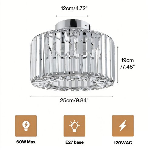 Emitto Crystal Ceiling Light Modern Chandelier Bedroom Hallway Pendant Lamp E27