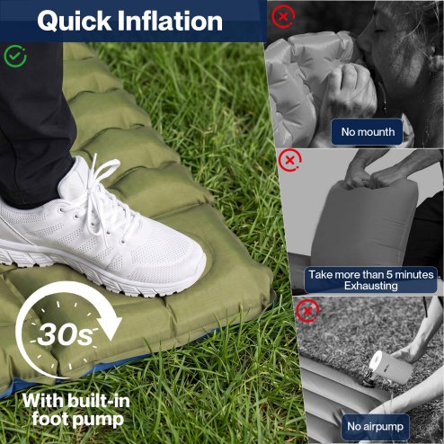 Mountview Camping Sleeping Pad Ultralight Inflatable Mat Built In Pump Packable