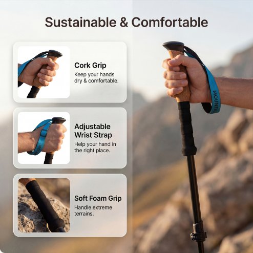 Mountview Trekking Poles Carbon Fibe Lightweight Hiking Sticks 2PC Black