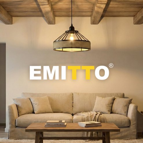 Emitto Modern Ceiling Pendant Light Shade Industrial Hemp Rope Lamp Shade 30cm
