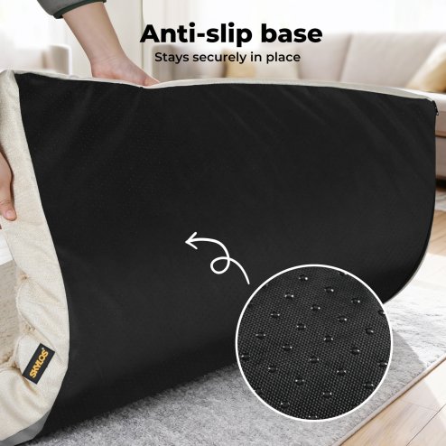 Skylos Pet Bed Large Washable Dog Cushion Crate Mattress Non Slip 90x60cm Soft