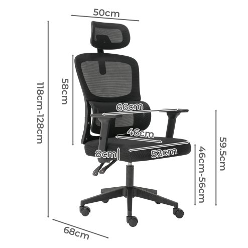 Office Computer Chair Mesh Ergonomic Lumbar Support Swivel with Armrest Headrest