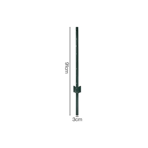 Metal Fence Posts 3Ft 10Pc Set U Shape Powder Coated for Garden Boundary Green