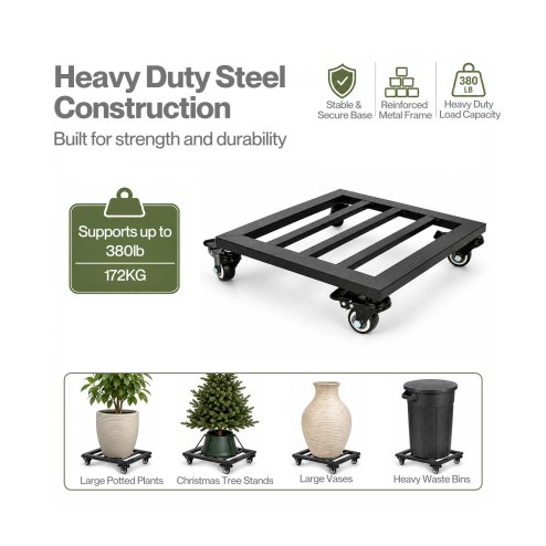 Toque Plant Caddy with Wheels Heavy Duty Rolling Plant Stand Trolley 2PCS
