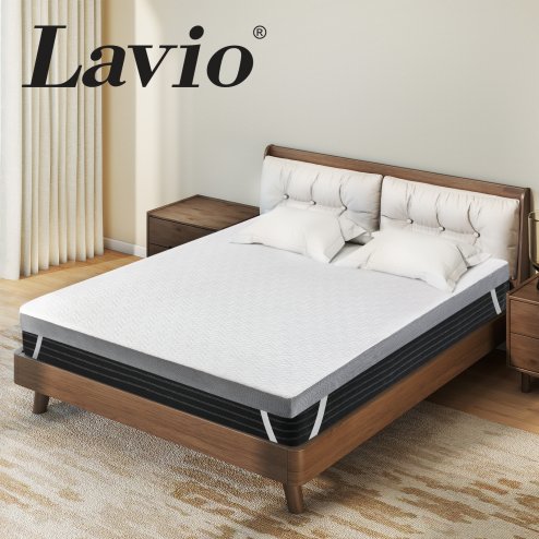 Lavio King Mattress Topper Memory Foam Dual Layer Hotel Quality Bed Protector