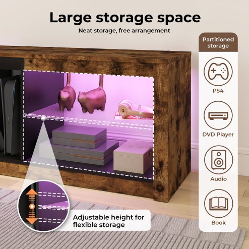 Levede TV Unit Cabinet Stand LED Storage Height Adjustable Living Room Wood RGB