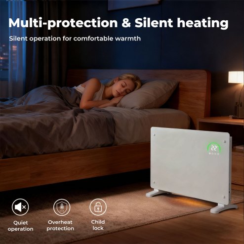 Spector Electric Radiator 2000W Panel Heater Wall Mounted Freestanding White