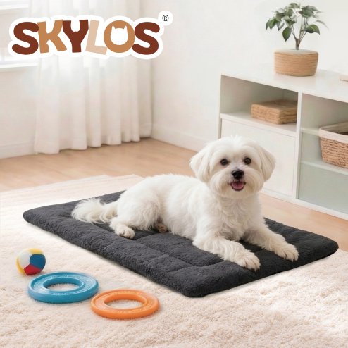 SKYLOS Dog Bed Mattress Soft Plush Cat Bed Non Slip Pet Kennel Crate Mat 61x46cm