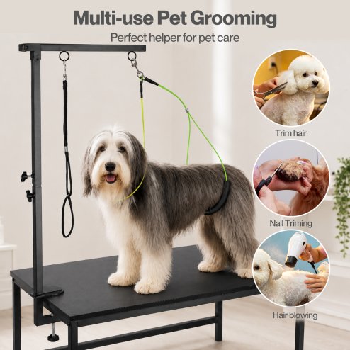 Skylos Dog Grooming Table Arm Adjustable 270 Steel Clamp Hammock for Home Black