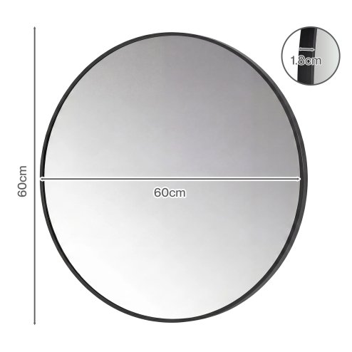 Yezi Wall Mirror Round Mirror Tempered Glass HD Explosion-proof Bathroom 60cm