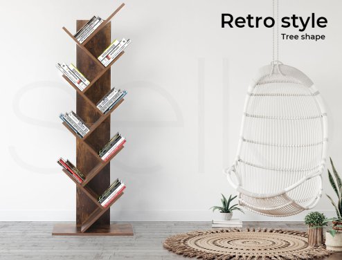 Levede Bookshelf Tree Bookcases Book Storage Wooden 8 Tier Home Display Stand