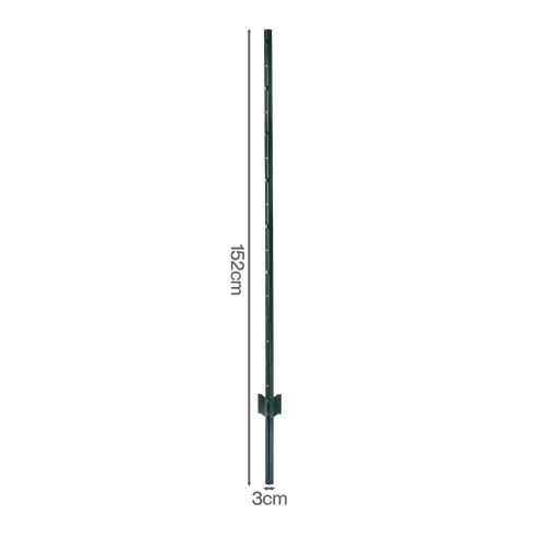 Metal Fence Posts 5Ft 10Pc Set U Shape Powder Coated for Garden Boundary Green