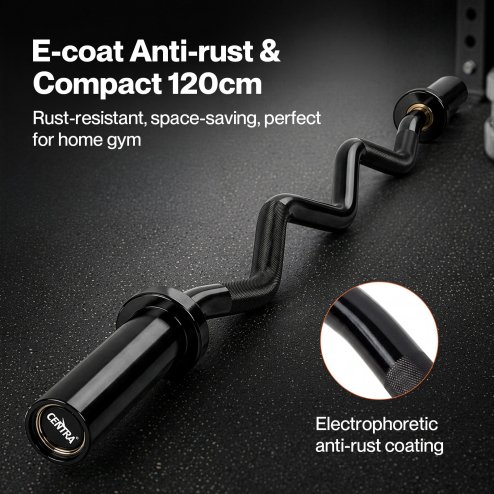 Centra EZ Arm Curl Bar Weight Lifting 4ft Olympic Barbell for 2