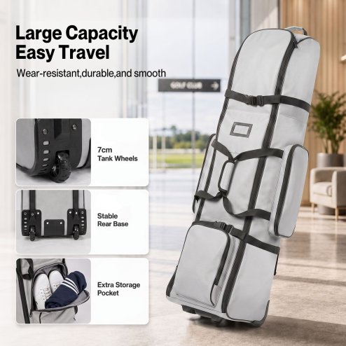 Centra Golf Travel Bag Padded Reinforced Wheels 900D Oxford for Airline