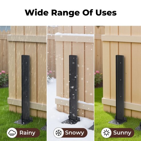 Traderight Fence Post Repair Stakes Kit Powder-Coated Metal Garden Fence Support