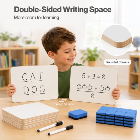 Levede Mini Whiteboard 30 Pack White Boards With Pens Erasers Classroom White