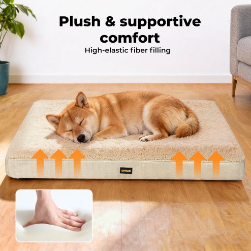 Skylos Dog Bed Washable Pet Cushion Cage Mattress Crate Mat Non Slip Soft Fleece