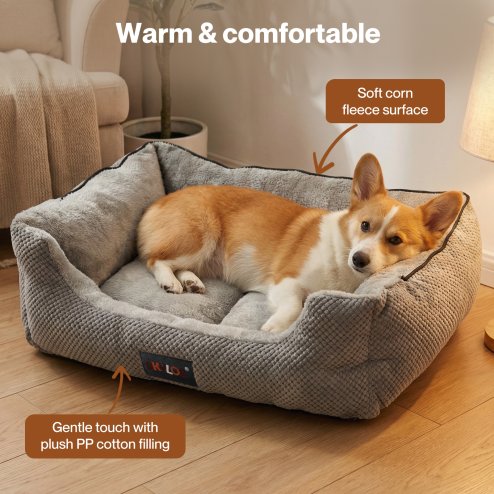 Skylos Large Dog Bed Pet Cave Bed Article Fleece Soft Washable Removable Blanket
