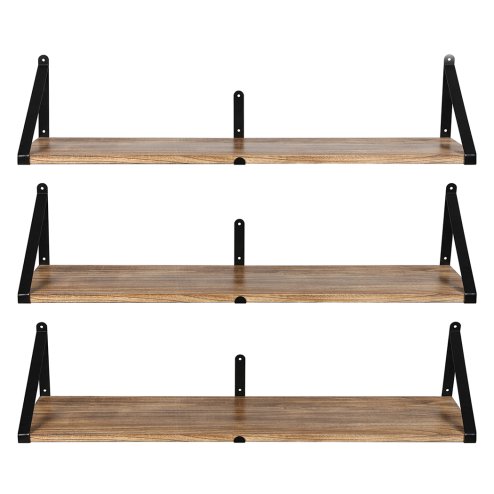 Levede Floating Shelves Wall Mounted Book Shelves for Wall Set of 3 Natural