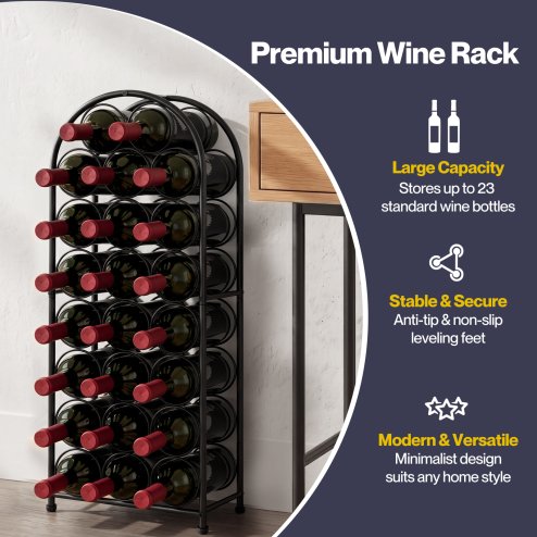 Levede Wine Rack 23 Bottles Freestanding Storage Organiser Stand Home Black