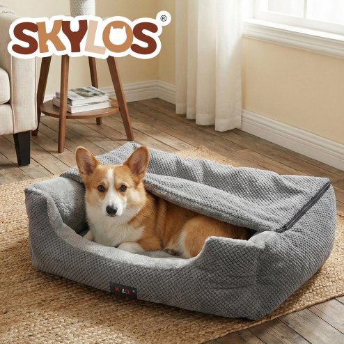Skylos Large Dog Bed Pet Cave Bed Article Fleece Soft Washable Removable Blanket