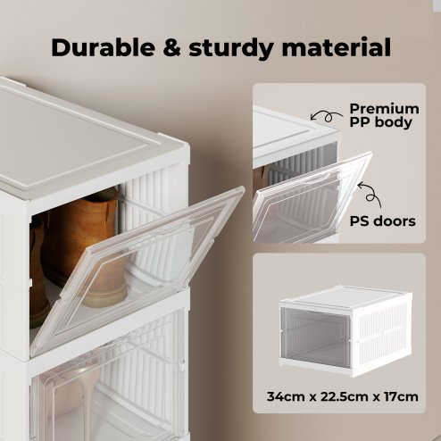 Levede Shoe Box Foldable Home Shoe Shelf Ventilated Storage Organizer 6 Pcs