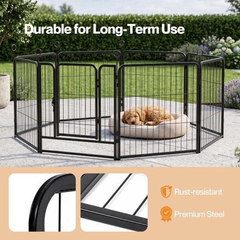 Skylos Dog Pen 8 Pcs Steel 60cm Foldable Indoor Outdoor Pet Enclosure Black