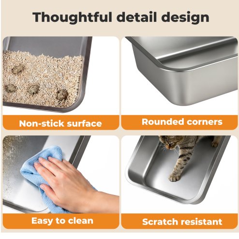 Skylos Litter Box for Small Animals, Stainless Steel