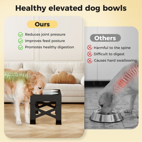Skylos Elevated Dog Bowls 2 Stainless Steel Bowls and 1 Slow Feeder Bowl