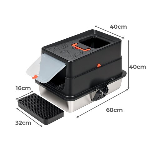 Skylos Cat Litter Box Stainless Steel Large Enclosed Toilet Tray Anti-Splashing