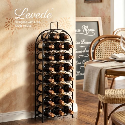 Levede Wine Rack 23 Bottles Freestanding Storage Organiser Stand Home Black